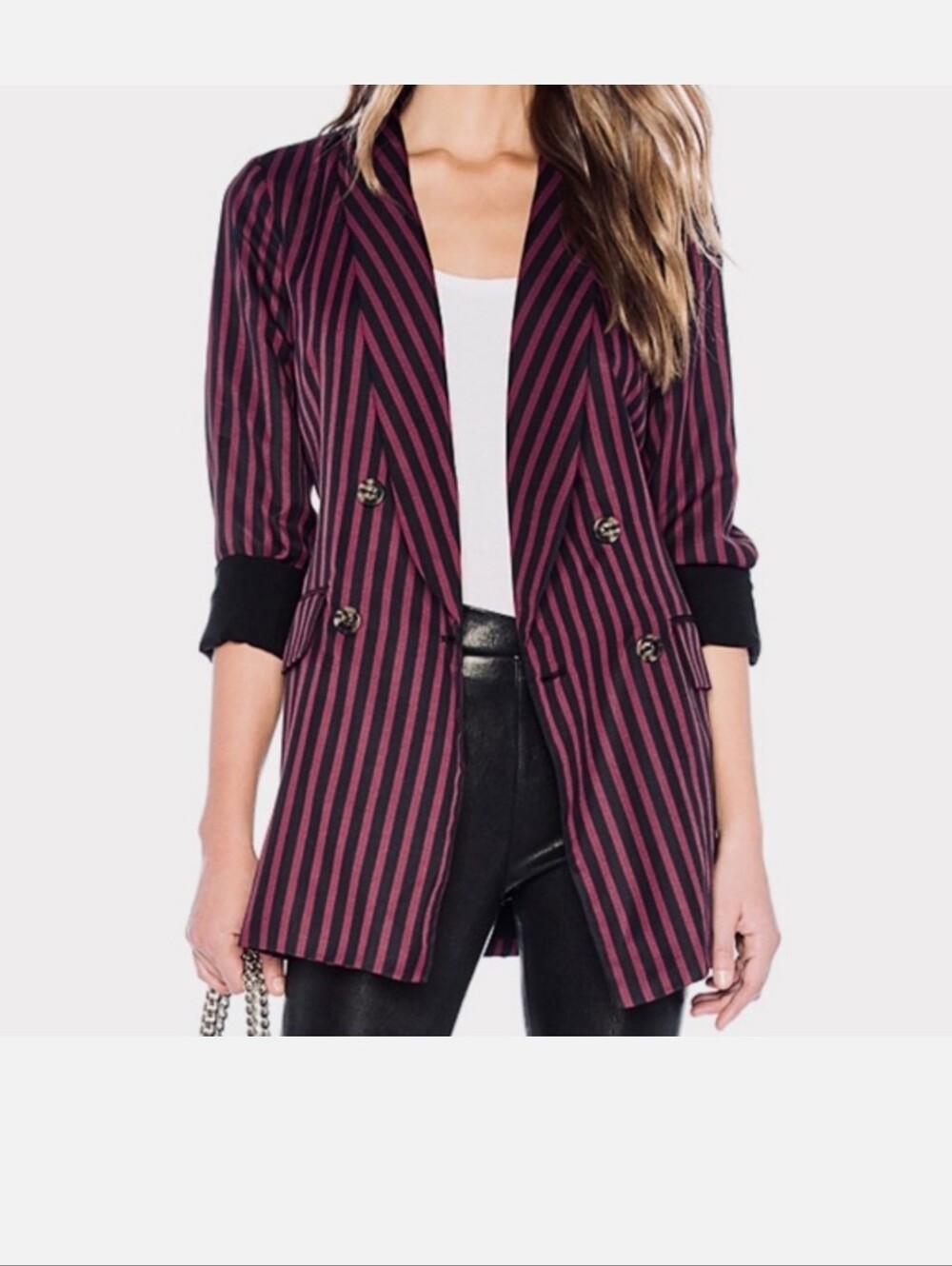 L' Academie Striped Belted Blazer Size Small